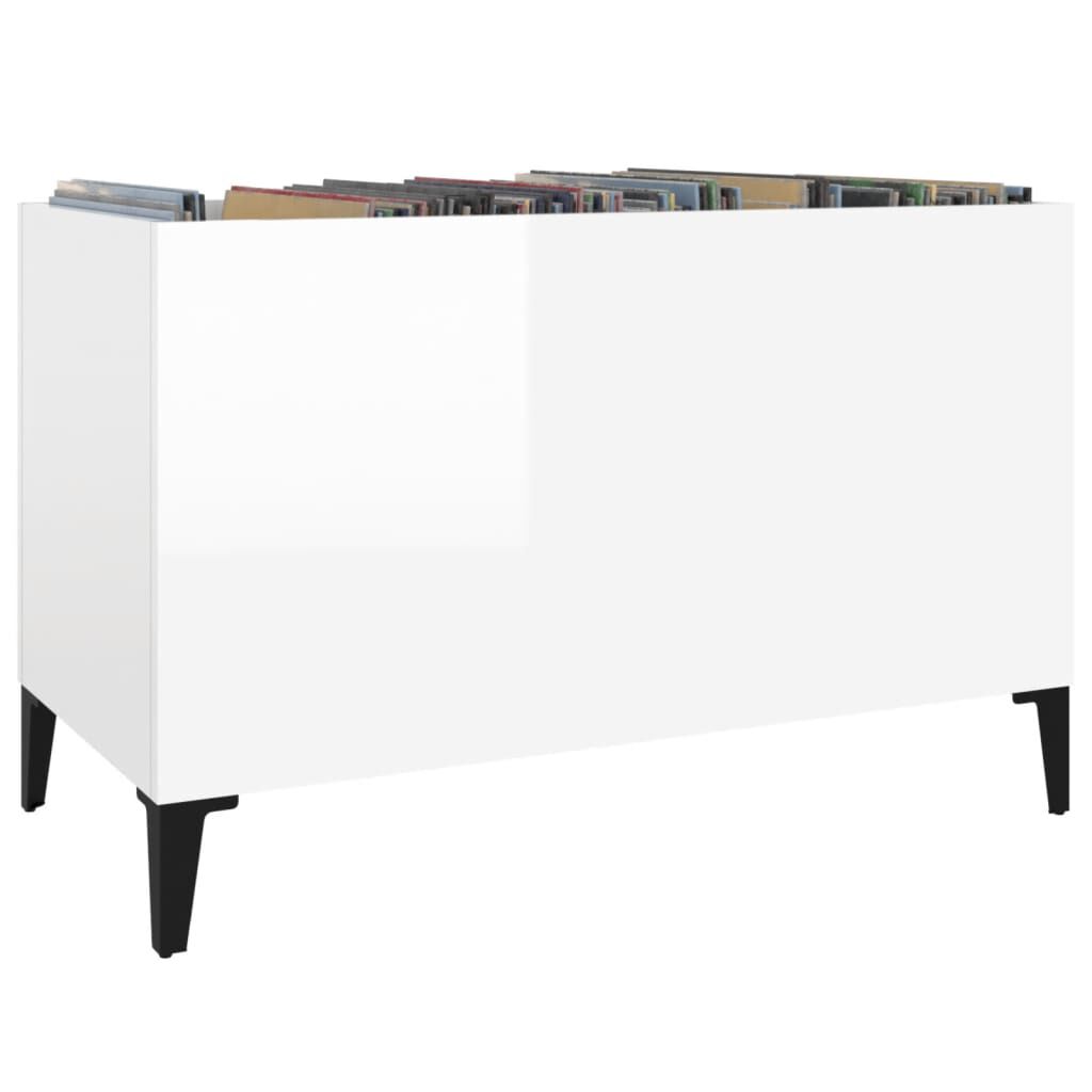 vidaXL Δισκοθήκη Γυαλιστερή Λευκή 74,5x38x48 εκ. Επεξεργασμένο Ξύλο