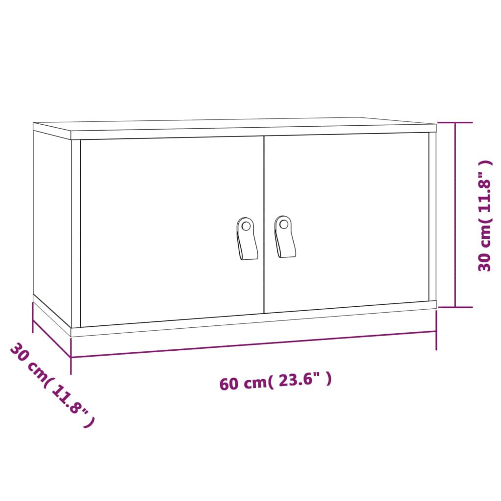 vidaXL Ντουλάπι Τοίχου Γκρι 60 x 30 x 30 εκ. από Μασίφ Ξύλο Πεύκου