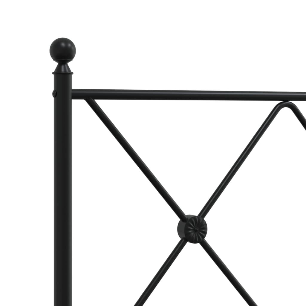 vidaXL Πλαίσιο Κρεβατιού με Κεφαλάρι Μαύρο 193 x 203 εκ. Μεταλλικό