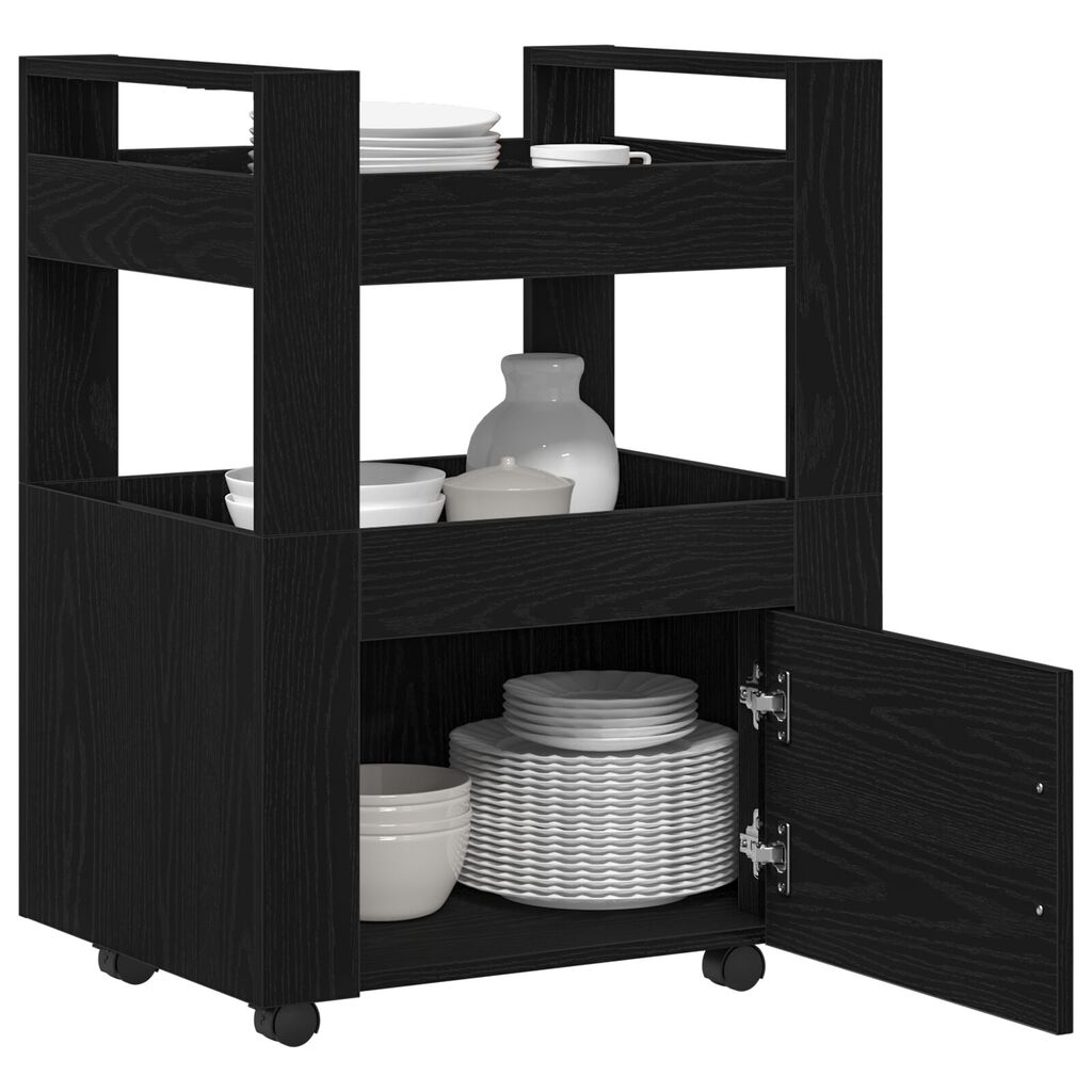 vidaXL Κουζίνα Τροχαλία Μαύρη Βελανιδιά 60x45x80 εκ Επεξεργασμένο Ξύλο