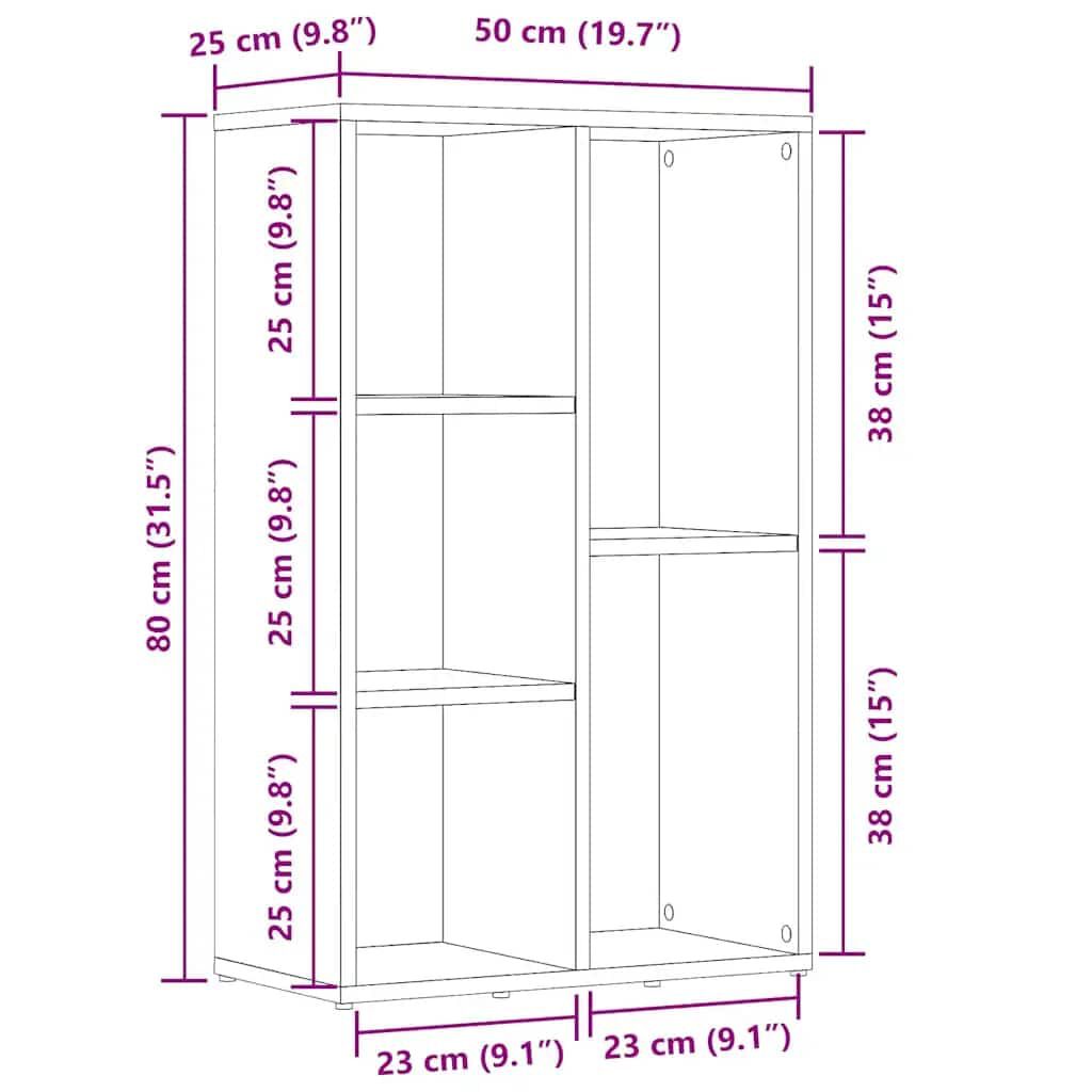 vidaXL Ραφιέρα / Βιβλιοθήκη Sonoma Δρυς 50x25x80 εκ. από Επεξ. Ξύλο