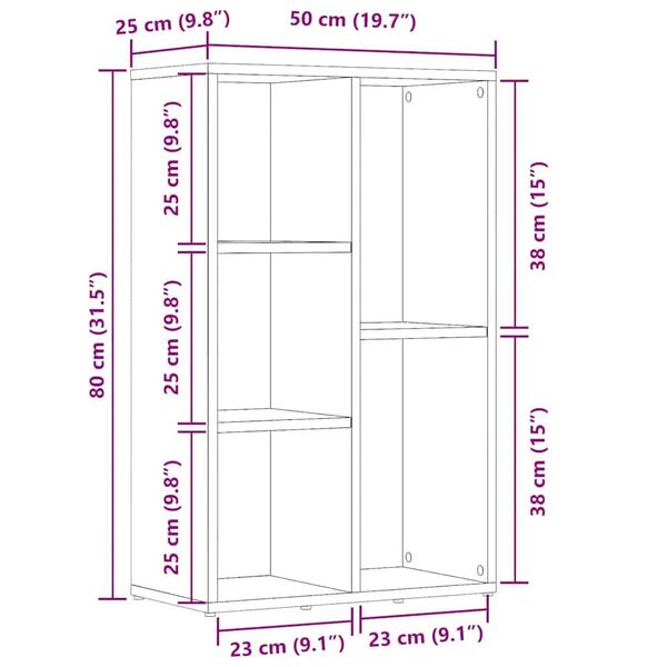 vidaXL Ραφιέρα / Βιβλιοθήκη Sonoma Δρυς 50x25x80 εκ. από Επεξ. Ξύλο