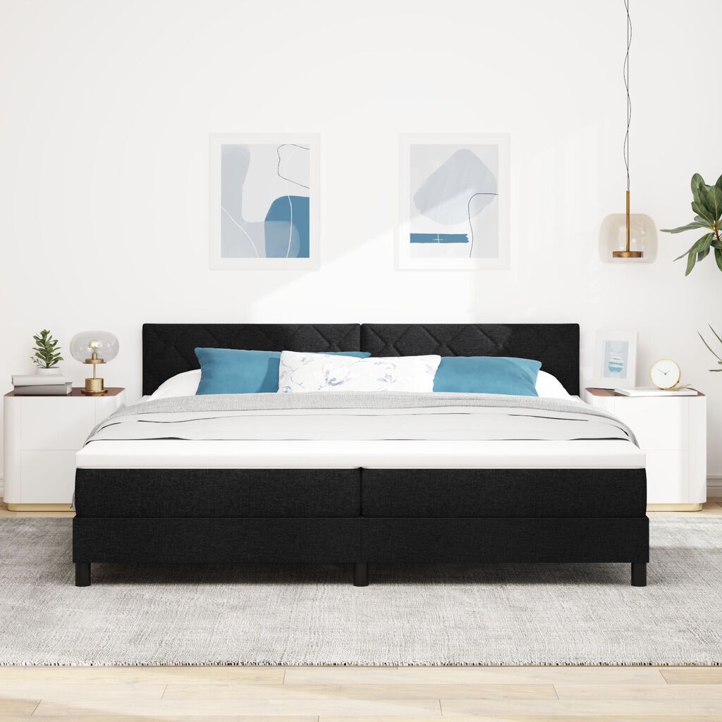 vidaXL Box Spring Κρεβάτι με Στρώμα & LED Μαύρο 200x200 εκ Ύφασμα