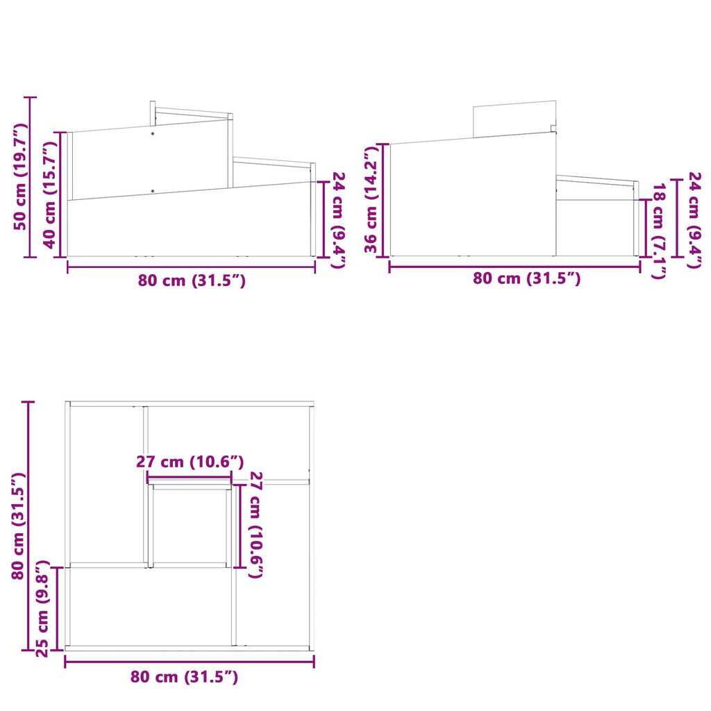 vidaXL Γλάστρα Λευκή 80x80x50 εκ. Κρύα Στερεά Χάλυβα