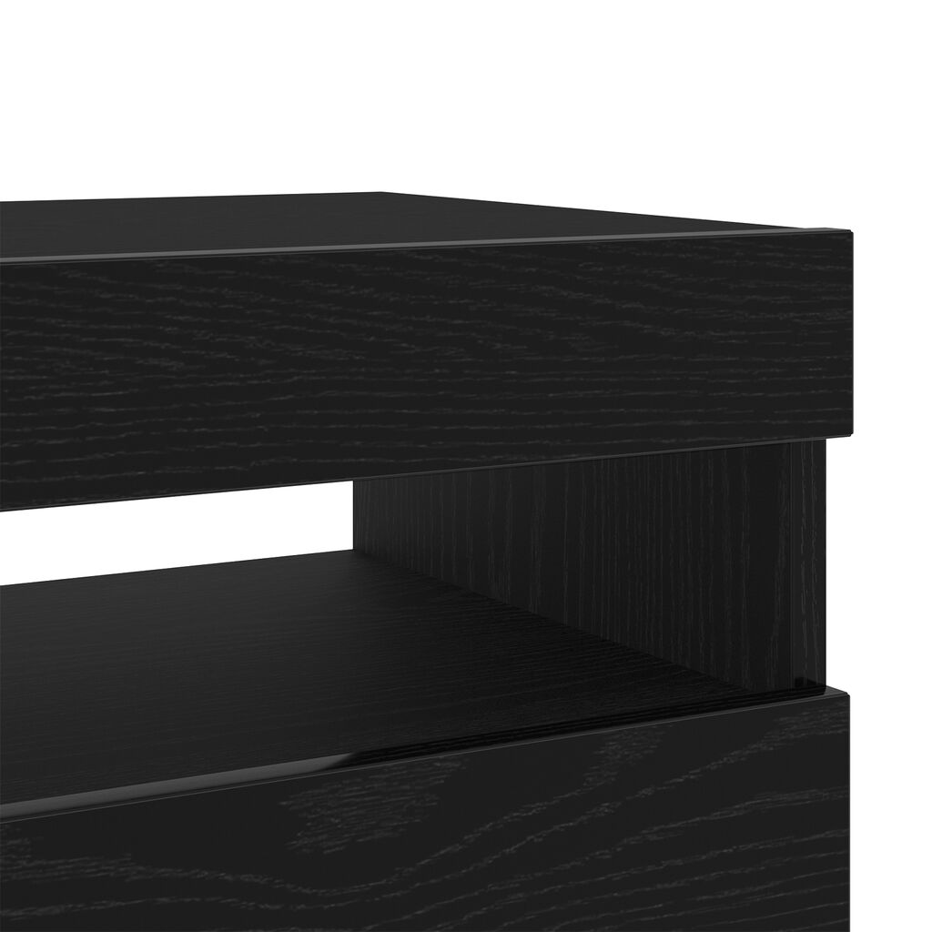 vidaXL Ντουλάπι τηλεόρασης με LED φώτα Μαύρο Δρυς 300x35x40 εκ. Κατασκευασμένο από Ξύλο