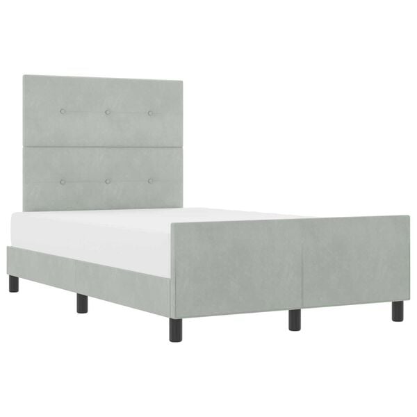 vidaXL Σκελετός Κρεβατιού Ανοιχτό γκρι 120 x 190 cm Βελούδο