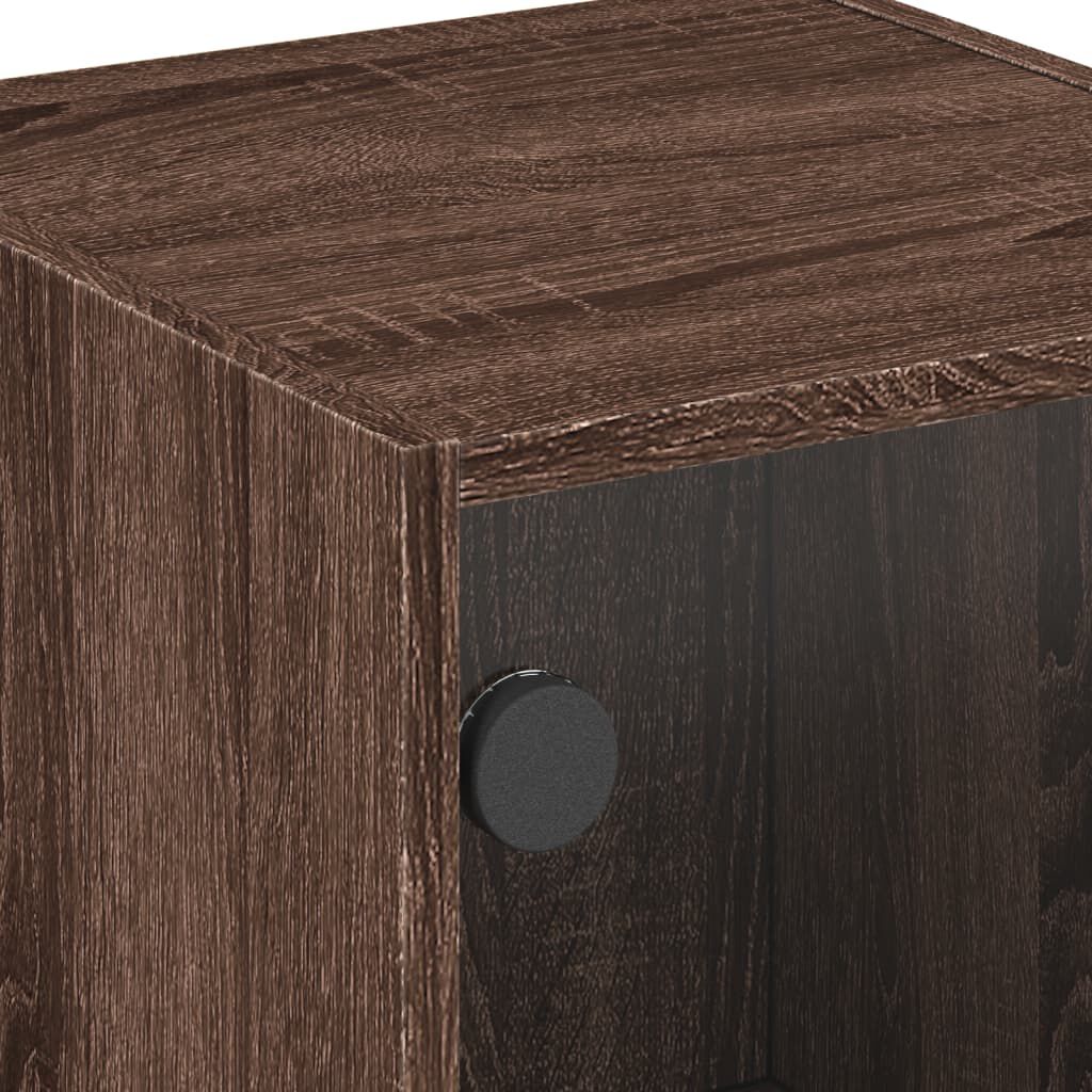 vidaXL Κομοδίνο Καφέ Δρυς 35 x 37 x 42 εκ. με Γυάλινη Πόρτα