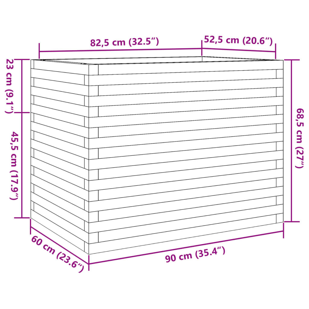 vidaXL Ζαρντινιέρα Κήπου Λευκή 60 x 60 x 60 εκ. από Μασίφ Ξύλο Πεύκου