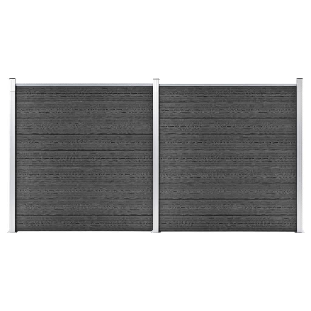 vidaXL Σετ Πάνελ Περίφραξης Μαύρο 353 x 186 εκ. από WPC
