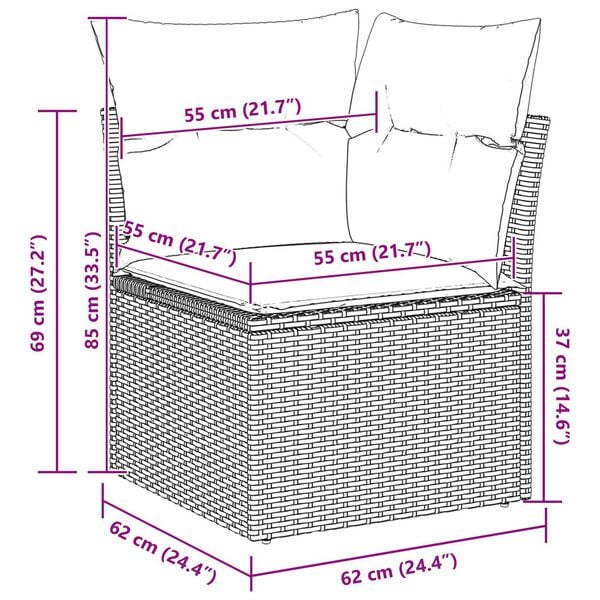 vidaXL Σετ Καναπέ Κήπου με μαξιλάρι 8 pcs Μπεζ Πολυ ράταν