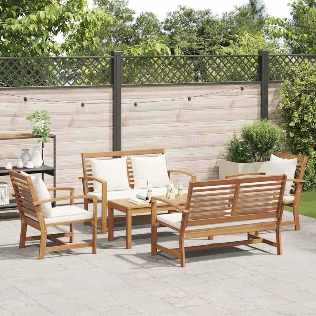 Σετ Καναπέ Κήπου 5 pcs Φυσικό Μασίφ ξύλο teak