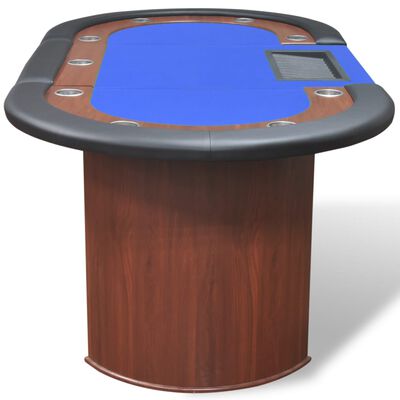 vidaXL Τραπέζι Πόκερ 10 Ατόμων με Θέση Dealer και Θήκη για Μάρκες Μπλε