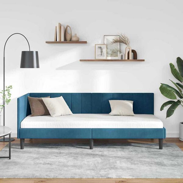 vidaXL Κρεβάτι Γωνίας με κεφαλάρι Μπλε 80 x 200 cm Βελούδο