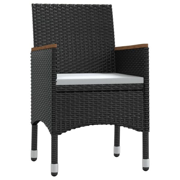 vidaXL Σετ Τραπεζαρίας Κήπου 3 Τεμαχίων Μαύρο με Μαξιλάρια