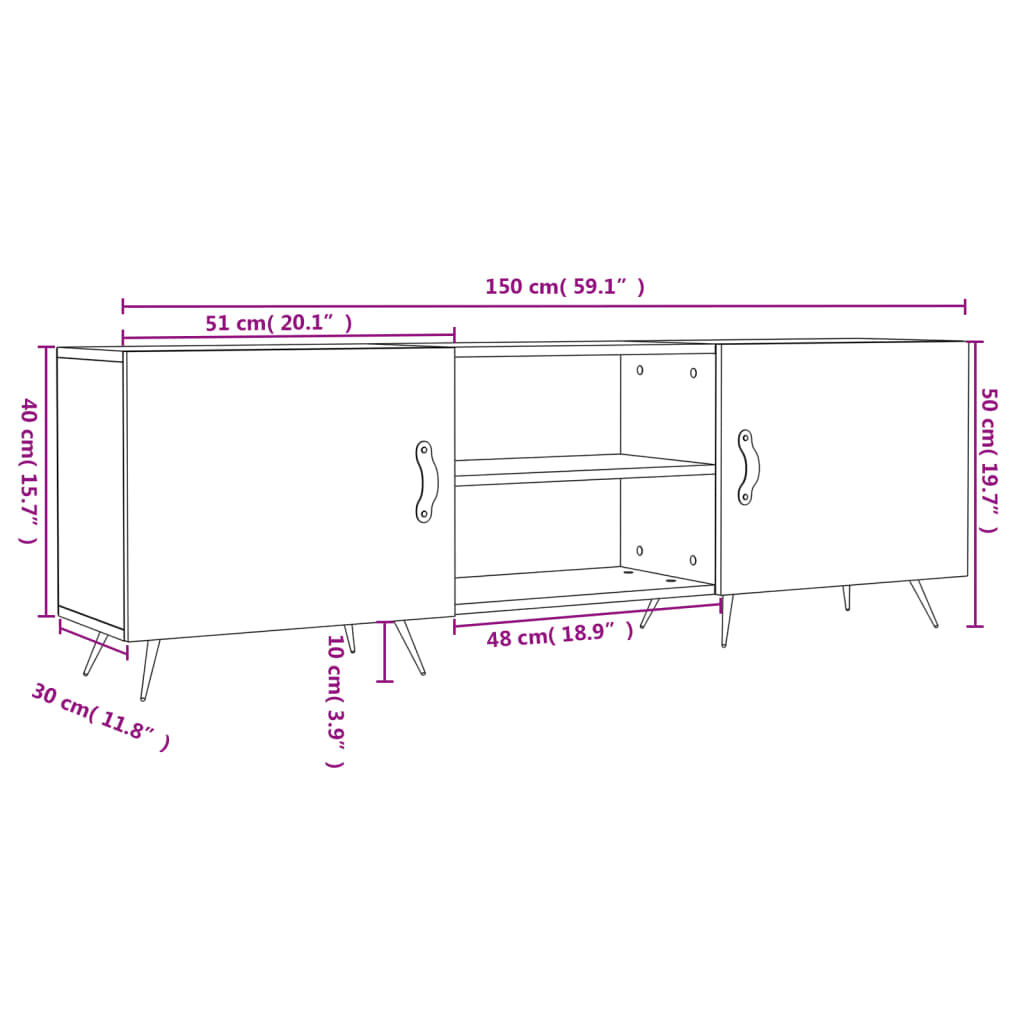vidaXL Έπιπλο Τηλεόρασης Γκρι Sonoma 150x30x50 εκ. από Επεξεργ. Ξύλο