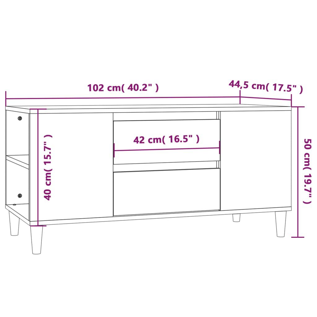vidaXL Έπιπλο Τηλεόρασης Λευκό 102 x 44,5 x 50 εκ. Επεξεργασμένο Ξύλο