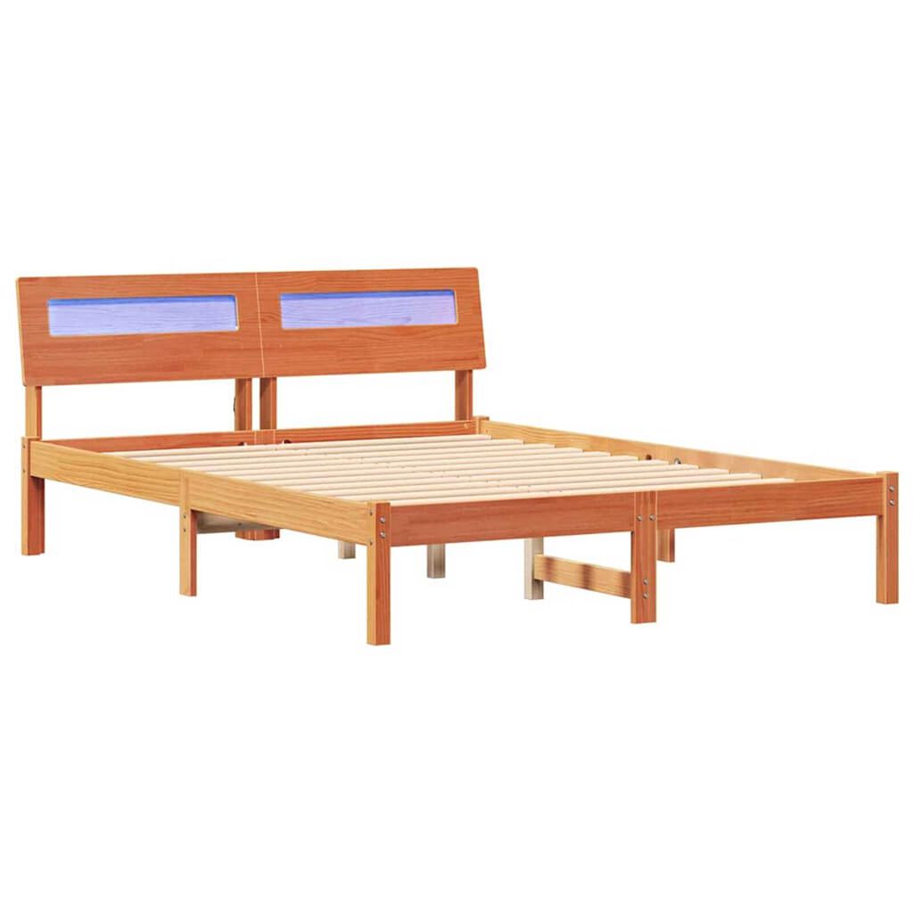 vidaXL Σκελετός Κρεβατιού Καφέ κεριού 140 x 190 cm Μασίφ ξύλο πεύκου