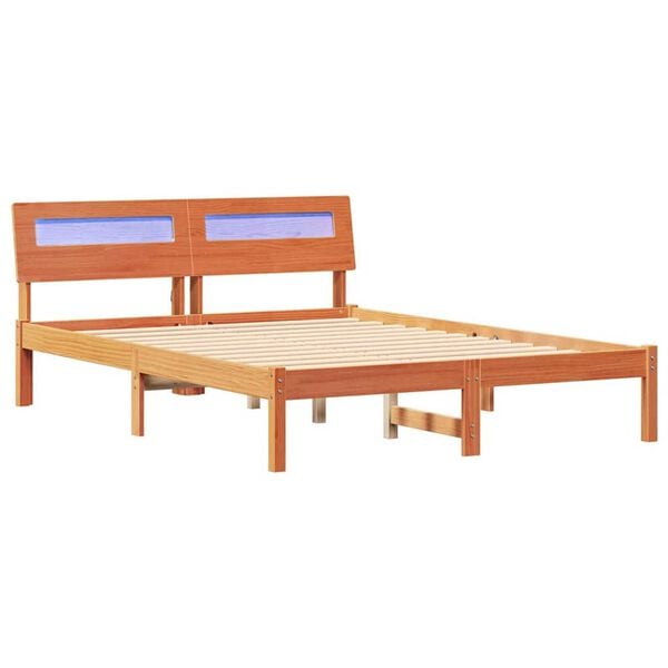 vidaXL Σκελετός Κρεβατιού Καφέ κεριού 140 x 190 cm Μασίφ ξύλο πεύκου
