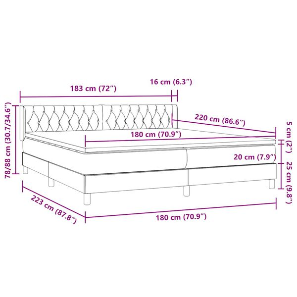 vidaXL Box Spring κρεβάτι με στρώμα ανοιχτό γκρι 180x220 cm Βελούδινο