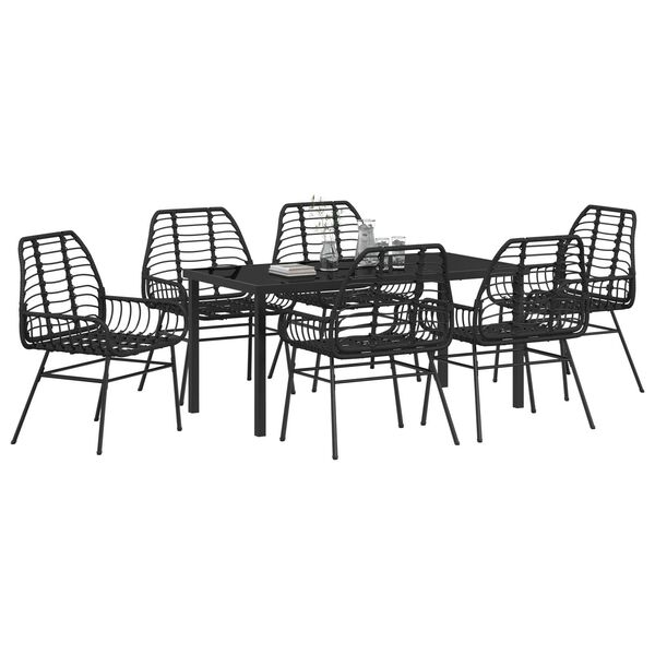 vidaXL Σέτ φαγητού για κήπο 7 pcs Μαύρο συνθετικό ρατάν