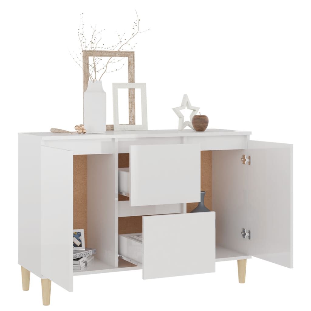 vidaXL Μπουφές Γυαλιστερή Λευκή 101x35x70 εκ. από Επεξεργασμένο Ξύλο