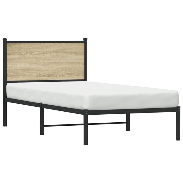 vidaXL Σκελετός Κρεβ. Χωρίς Στρώμα Sonoma Δρυς 90x200 εκ. Μεταλλικό