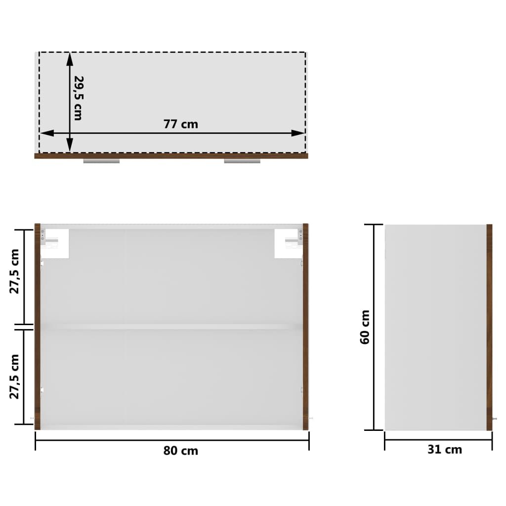 vidaXL Ντουλάπι Κρεμαστό Γυάλινο Lyon Καφέ Δρυς 80x31x60εκ. Επεξ. Ξύλο
