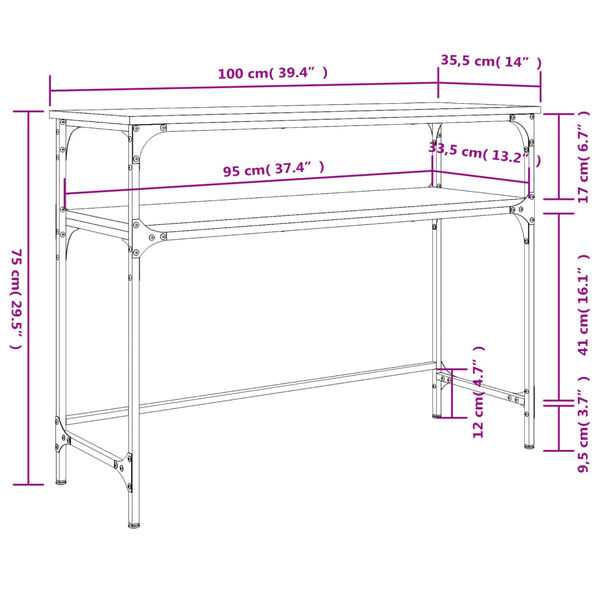 vidaXL Τραπέζι Κονσόλα Μαύρο 100 x 35,5 x 75 εκ. από Επεξεργ. Ξύλο