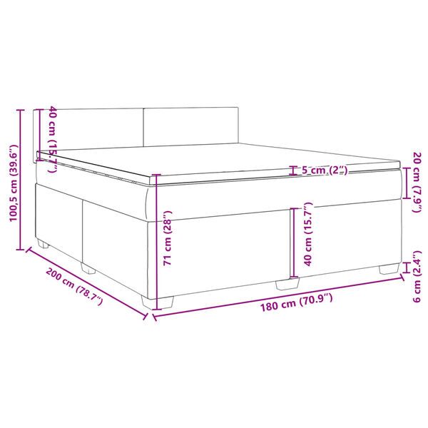 vidaXL Κρεβάτι Boxspring με Στρώμα Σκούρο Καφέ 180x200 εκ Υφασμάτινο