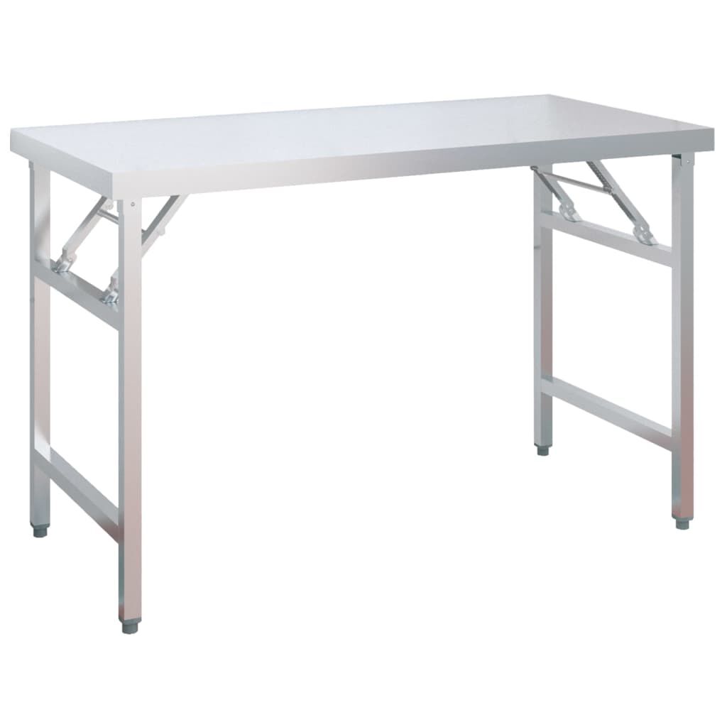 vidaXL Πάγκος Εργασίας Κουζίνας με Ράφι 120x60x115 εκ. Ανοξείδ. Ατσάλι