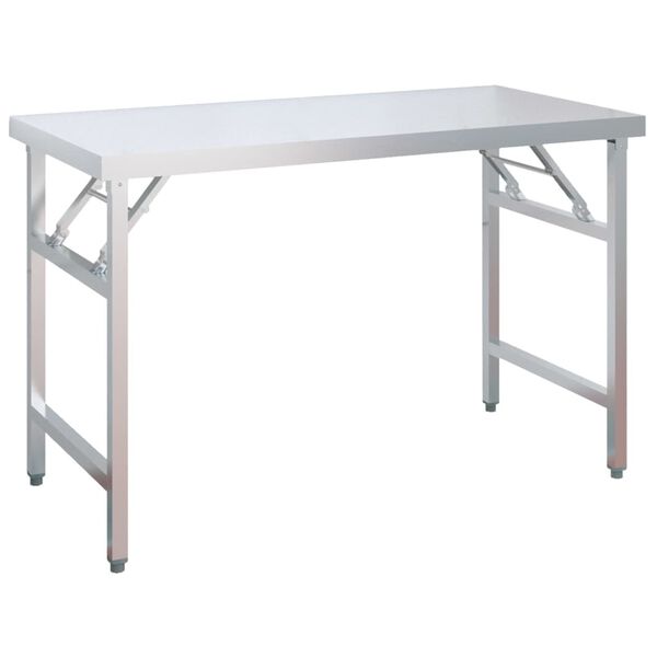 vidaXL Πάγκος Εργασίας Κουζίνας με Ράφι 120x60x115 εκ. Ανοξείδ. Ατσάλι