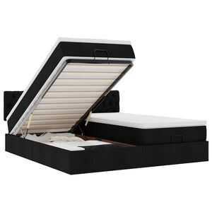 vidaXL &Omicron;&theta;&omega;&mu;&alpha;&nu;&iota;&kappa;ό &kappa;&rho;&epsilon;&beta;ά&tau;&iota; &mu;&epsilon; &sigma;&tau;&rho;ώ&mu;&alpha;&tau;&alpha; & LEDs &Mu;&alpha;ύ&rho;&omicron; 200x200cm ύ&phi;&alpha;&sigma;&mu;&alpha;