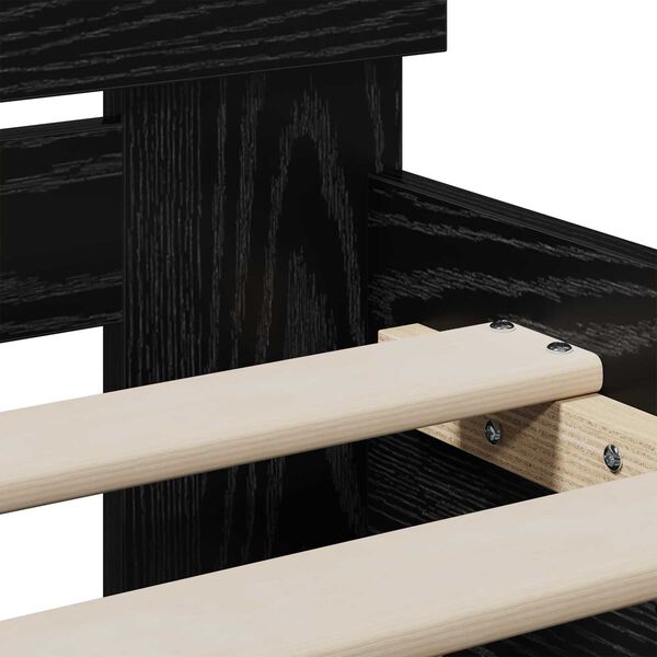 vidaXL Κρεβάτι με Υποκείμενο Μαύρη Δρυς 90x200 cm Επεξεργασμένο Ξύλο