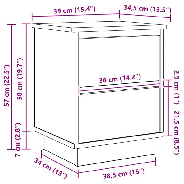 vidaXL Κομοδίνο με LED Φώτα Λευκό 39x34,5x50 εκ.