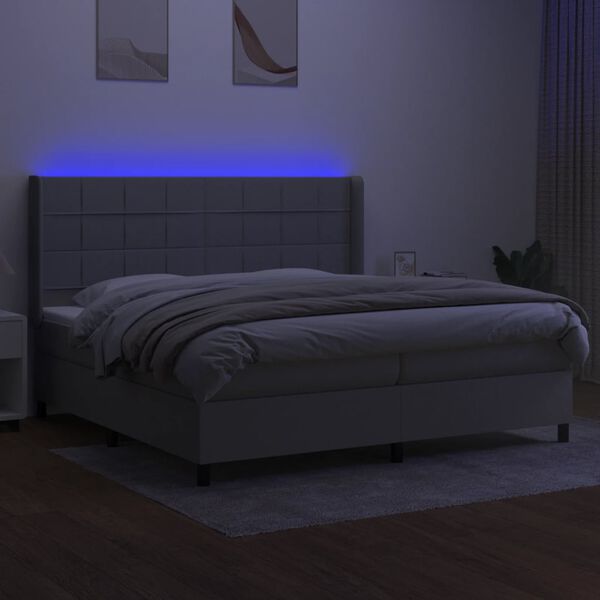 vidaXL &Kappa;&rho;&epsilon;&beta;ά&tau;&iota; Boxspring &mu;&epsilon; &Sigma;&tau;&rho;ώ&mu;&alpha; & LED &Alpha;&nu;.&Gamma;&kappa;&rho;&iota; 200x200&epsilon;&kappa;. &Upsilon;&phi;&alpha;&sigma;&mu;ά&tau;&iota;&nu;&omicron;