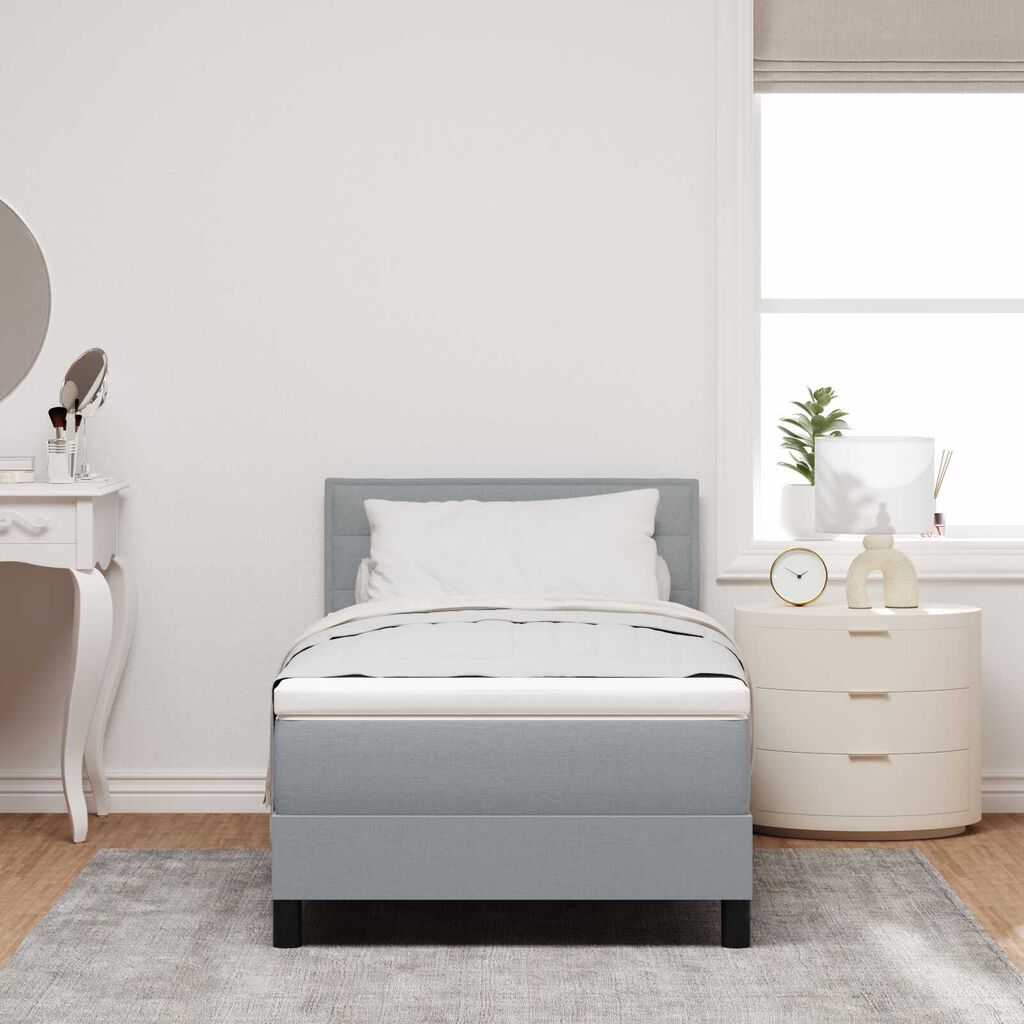 vidaXL Κρεβάτι Box Spring με Στρώμα Ανοιχτό Γκρι 90x190 εκ. Υφάσμα