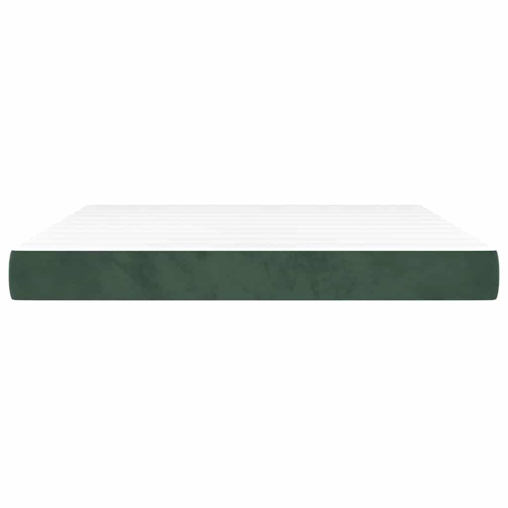 vidaXL Στρώμα με Pocket Springs Σκούρο Πράσινο 160x220x20 εκ Βελούδινο