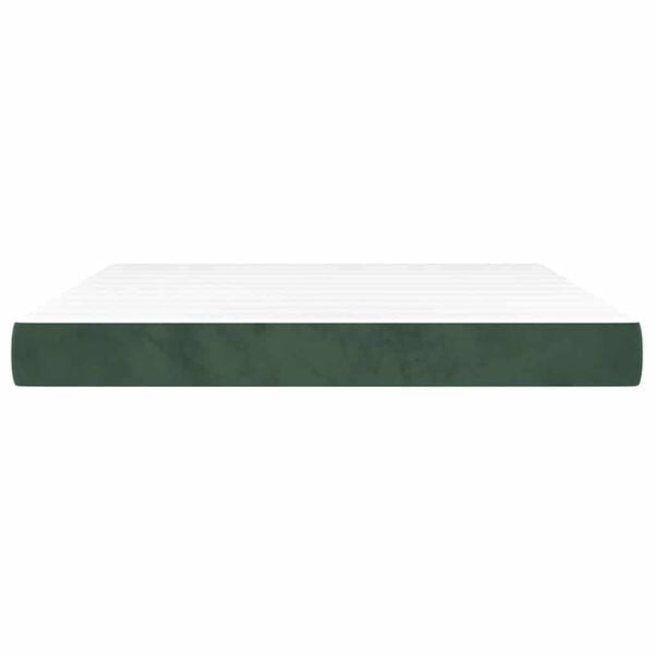vidaXL Στρώμα με Pocket Springs Σκούρο Πράσινο 160x220x20 εκ Βελούδινο