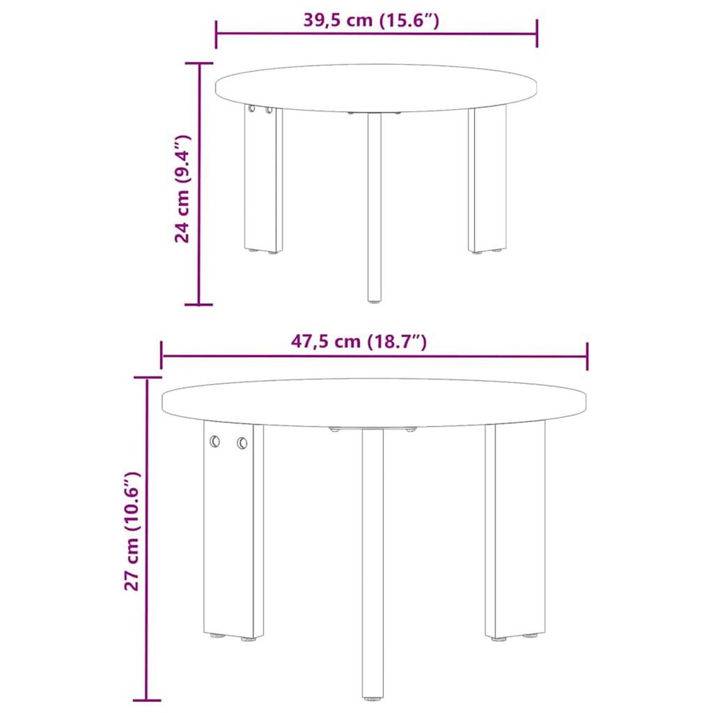 vidaXL Τραπεζάκι σαλονιού 2 pcs Λευκό 47.5 x 47.5 x 27 εκ.