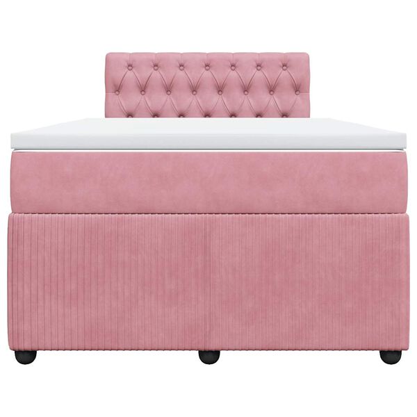 vidaXL Κρεβάτι Boxspring με Στρώμα Ροζ 120x200 εκ. Βελούδινο