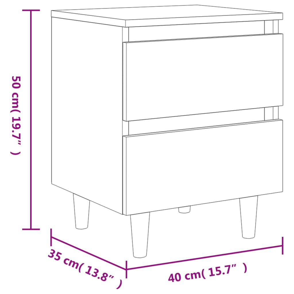 vidaXL Κομοδίνα 2 τεμ. Καπνιστή Δρυς 40x35x50εκ. Μασίφ Ξύλινα Πόδια