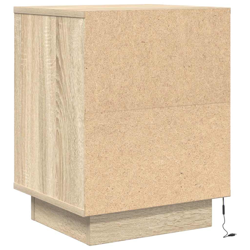 vidaXL Κομοδίνα με φώτα LED 2 τεμάχια Sonoma Oak 38x34x50 cm