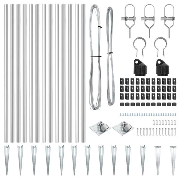 vidaXL Πό posts φράχτη 13 pcs Ασημί Ø32mm 100 εκ.