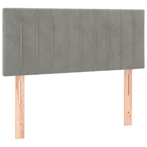 vidaXL Κρεβάτι Boxspring με Στρώμα & LED Αν.Γκρι 90x200 εκ. Βελούδινο