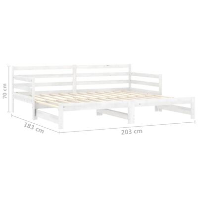 vidaXL Καναπές Κρεβάτι Λευκός 2 x (90 x 200) εκ. από Μασίφ Ξύλο Πεύκου