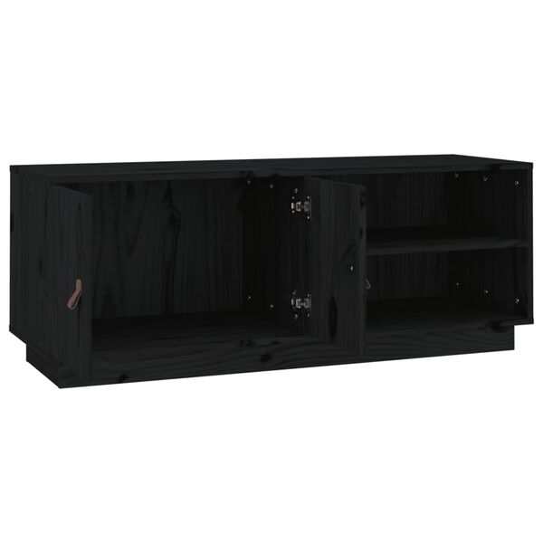 vidaXL Έπιπλο Τηλεόρασης Μαύρο 105x34x40 εκ. από Μασίφ Ξύλο Πεύκου