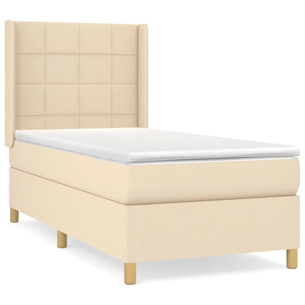 vidaXL &Kappa;&rho;&epsilon;&beta;ά&tau;&iota; Boxspring &mu;&epsilon; &Sigma;&tau;&rho;ώ&mu;&alpha; &Kappa;&rho;&epsilon;&mu; 90x190 &epsilon;&kappa;.&Upsilon;&phi;&alpha;&sigma;&mu;ά&tau;&iota;&nu;&omicron;