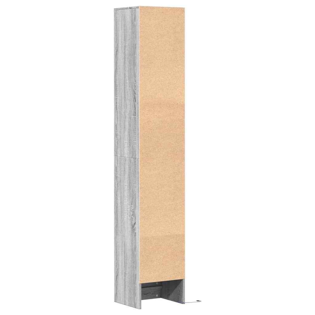 vidaXL Ντουλάπι με Φώτα LED Γκρι Sonoma 36x32,5x200 εκ. Επεξ. Ξύλο