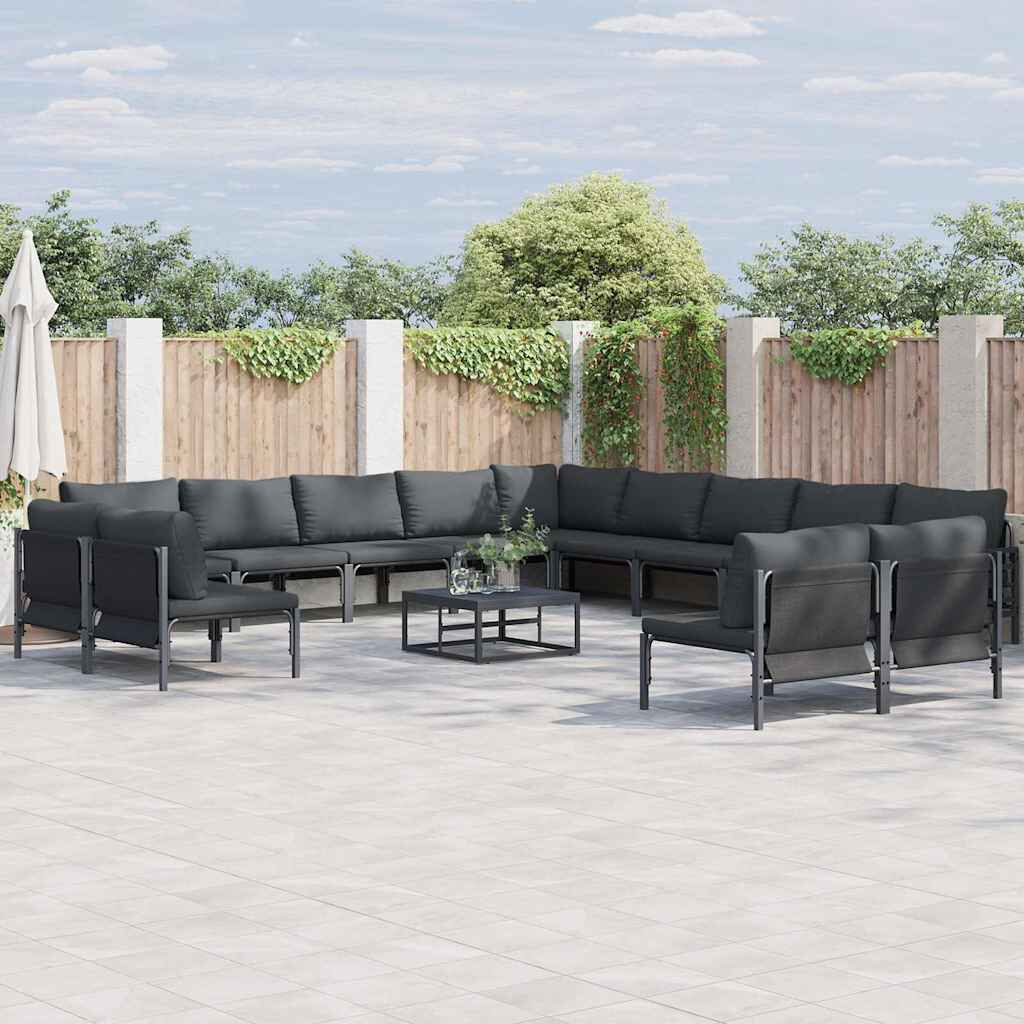 vidaXL Σετ Καναπέ Κήπου 14 pcs Ανθρακί Ατσάλι
