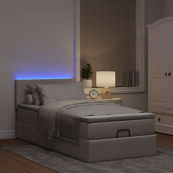 vidaXL &Omicron;&theta;&omega;&mu;&alpha;&nu;&iota;&kappa;ό &kappa;&rho;&epsilon;&beta;ά&tau;&iota; &mu;&epsilon; &sigma;&tau;&rho;ώ&mu;&alpha; & LEDs Taupe 100x200 cm Ύ&phi;&alpha;&sigma;&mu;&alpha;